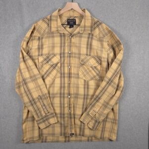 Smiths Workwear Mens Size XL Yellow Gray Plaid Pearl Snap Cowboy Rancher Shirt